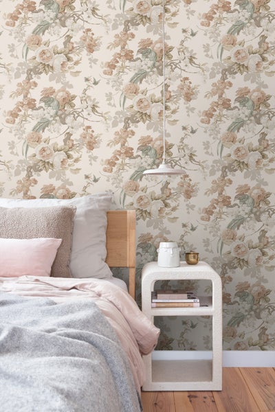 ESTAhome Tapete Blumen und Vögel Beige - 50 x 900 cm - 139807