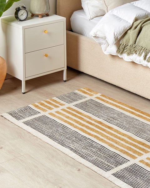 Teppich KATRA Beige 80 x 150 cm Baumwolle