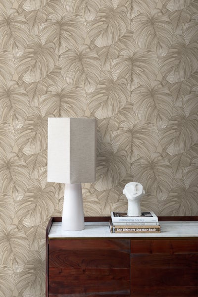 Origin Wallcoverings Tapete 3D Muster Blätter Sandbeige - 50 x 900 cm - 347917