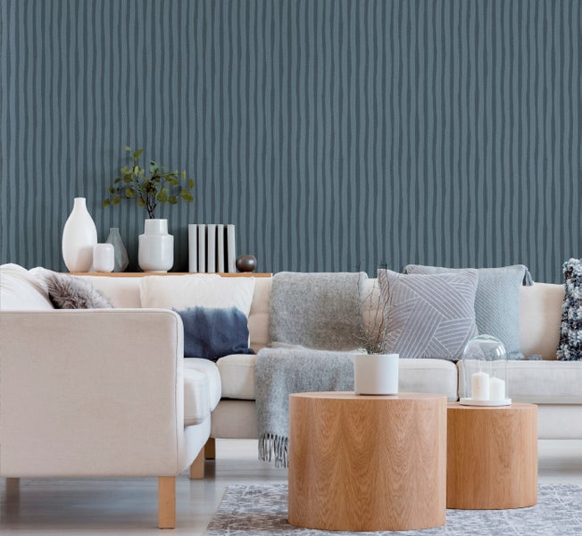 Sanders und Sanders Tapete Streifen Graublau - 53 cm x 10 m - 640549