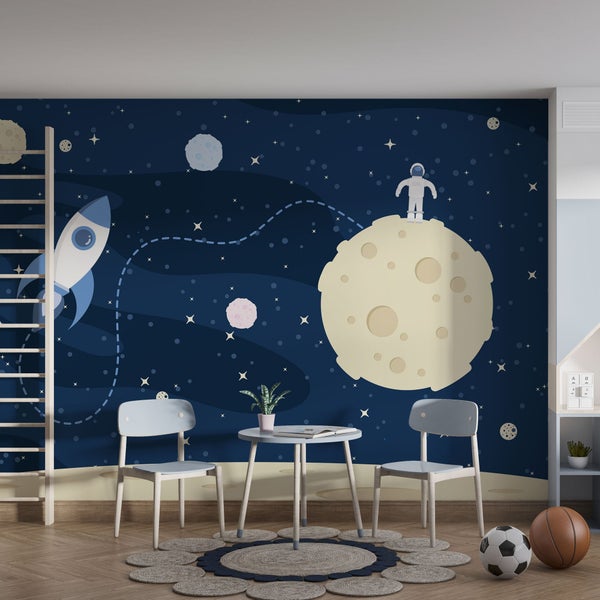 Kindertapete Weltall mit Astronaut 450 x 280 cm