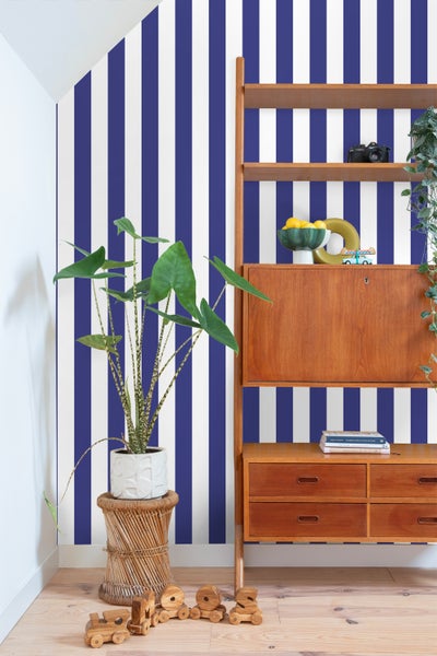 ESTAhome Tapete Streifen Blau und Weiß - 50 x 900 cm - 131572