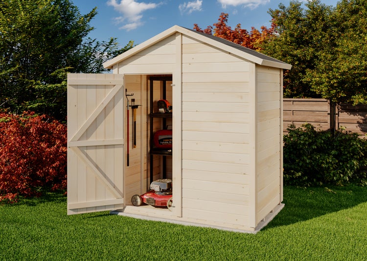 Storehaus Gerätehaus Stefanie Gerätehaus aus Holz, Geräteschrank mit 12 mm Wandstärke FSC zertifiziert, Gartenhaus mit Montagematerial, Naturbelassen 2,1x1,4m