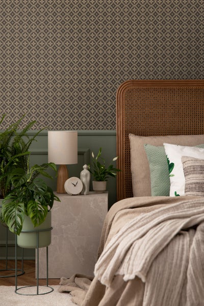 Borastapeter Tapete Fliesenmuster Dunkelbraun und Beige - 53 cm x 10.05 m - 660067