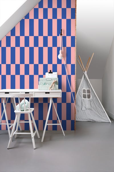 ESTAhome Tapete Streifen Rosa und Königsblau - 50 x 900 cm - 130921