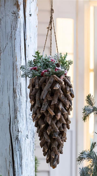 Dekoleidenschaft Pflanzenampel aus Rattan, braun, Ø 20 cm, Blumenampel für Drinnen & Draußen, Hängeampel für Balkon & Garten, Hängeblumentopf, Gartendeko zum Aufhängen