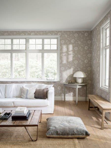 Borastapeter Tapete Blumen Beige - 53 cm x 10.05 m - 660411