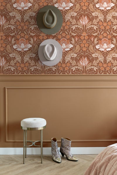 ESTAhome Tapete Blumenmuster im Jugendstil Terrakottabraun - 50 x 900 cm - 131080