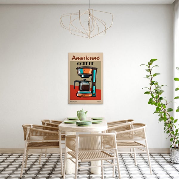 Gemälde mit Kaffeemaschinenmotiv im Esszimmer