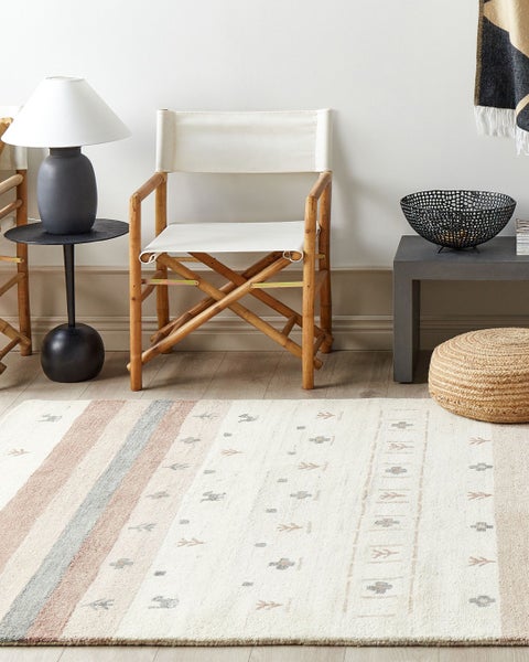 Teppich KARLI Beige 160 x 230 cm Wolle Gabbeh