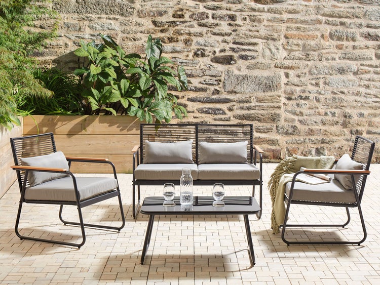 Lounge Set mit Tisch 4-Sitzer POMONTE Metall Schwarz