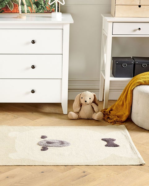 Kinderteppich Baumwolle beige 80 x 150 cm Bärenmotiv SIMAU