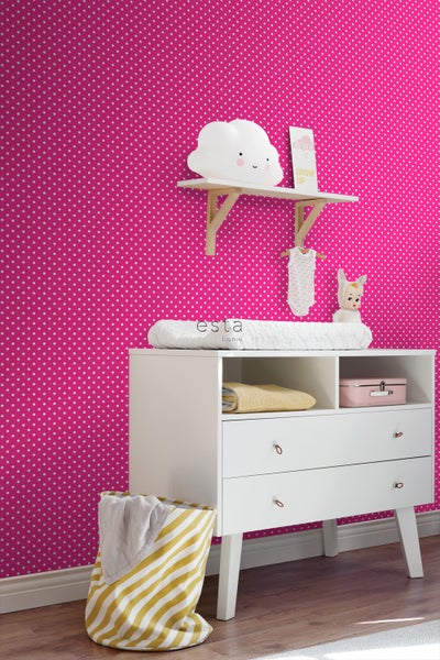 ESTAhome Tapete Punkte Rosa - 53 cm x 10.05 m - 115741