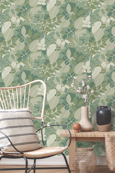 ESTAhome Tapete Blätter Mintgrün - 50 x 900 cm - 139848