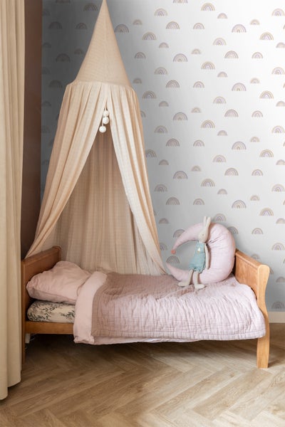 ESTAhome Tapete Regenbogen Violett und Beige und Weiß - 0.53 x 10.05 m - 139683