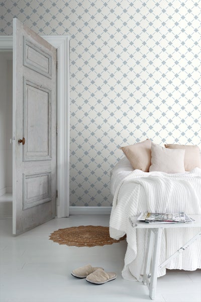 Borastapeter Tapete Fliesenmuster Blau und Beige - 53 cm x 10.05 m - 660044