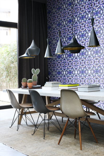 Origin Wallcoverings Tapete kubistisches Muster Lila - 53 cm x 10.05 m - 346910