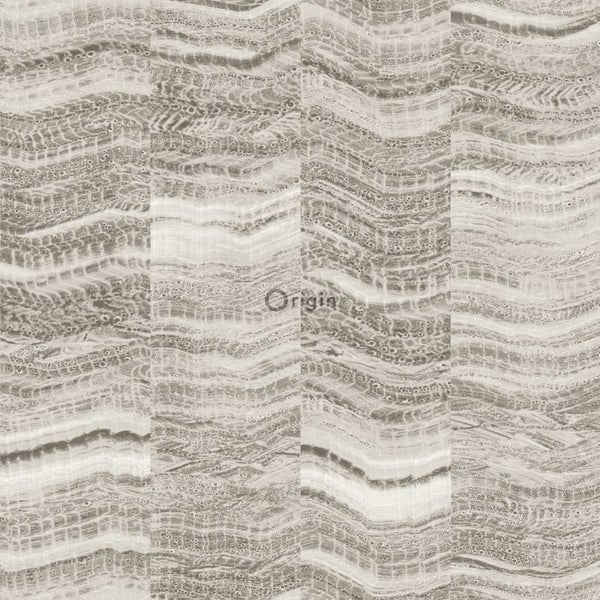Origin Wallcoverings Tapete Zick-Zack-Mamorstreifen Hellgrau - 53 cm x 10.05 m - 337246