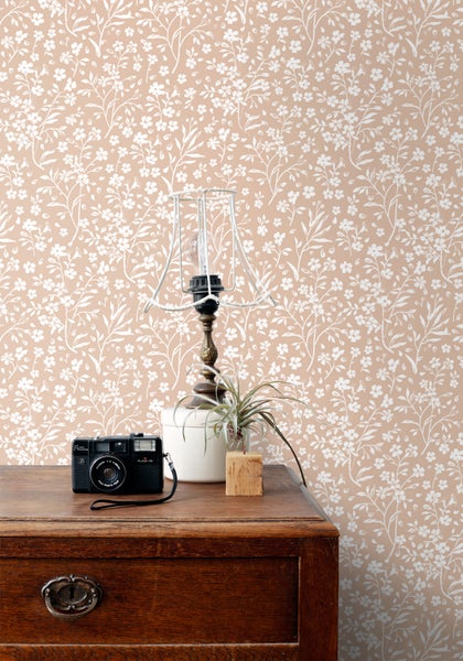 ESTAhome Tapete Blumen Terrakotta - 50 x 900 cm - 139880