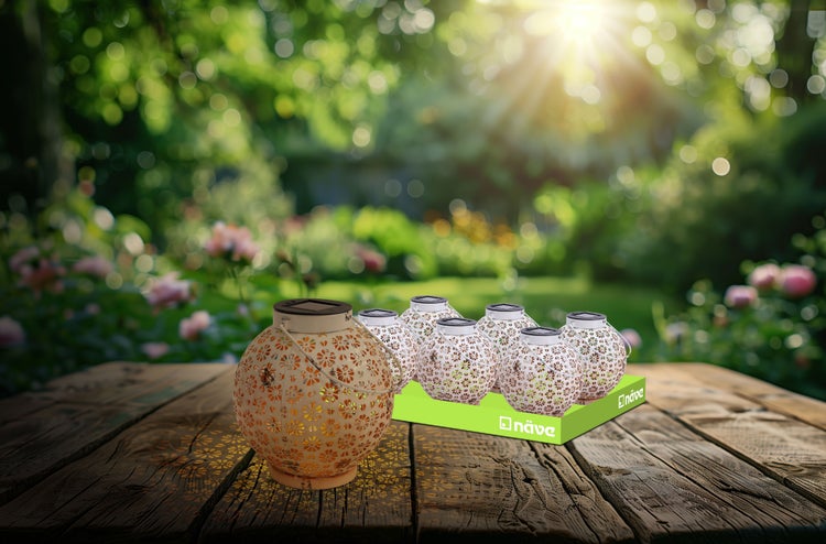2er-Set LED Deko-Solarleuchte Ø 18 cm  Außen Deko aus Metall in Weiß mit integrierten LEDs
