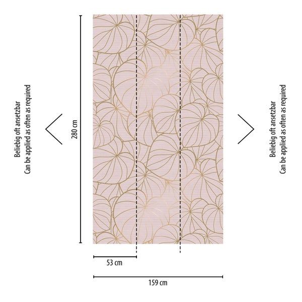 Tapete mit Blattmuster und Maßangaben