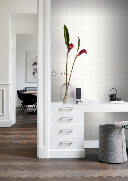 Origin Wallcoverings Tapete große verwitterte Kugeln Crême-Weiß - 53 cm x 10.05 m - 347606