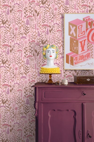 ESTAhome Tapete Feldblumen Rosa - 50 x 900 cm - 131551