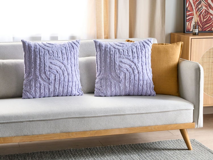 Dekokissen 2er Set TELLIMA Baumwolle 45 x 45 cm Violett Geometrisches Muster