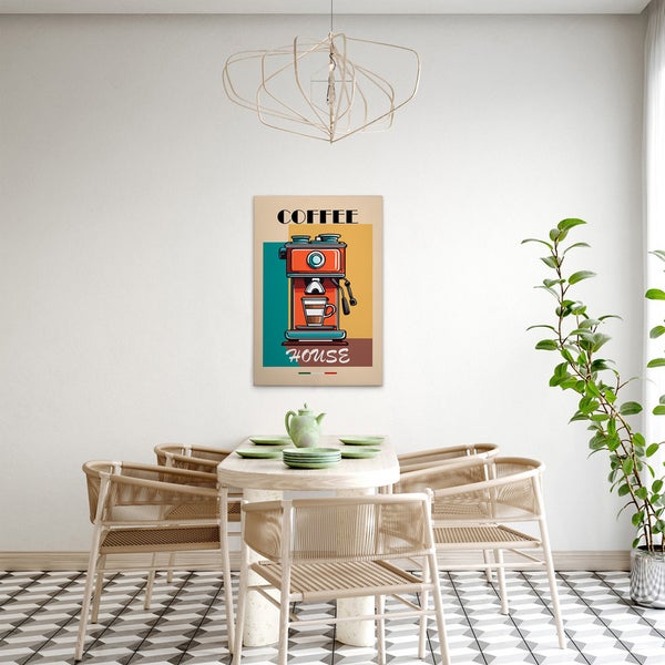 Dekoratives Wandbild mit Kaffeemotiv im Essbereich
