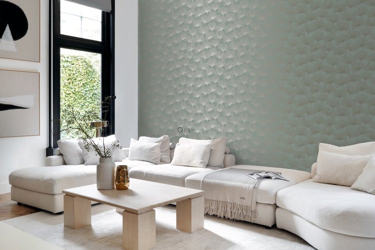 Origin Wallcoverings Tapete Ginkgoblätter Salbeigrün - 53 cm x 10.05 m - 347733