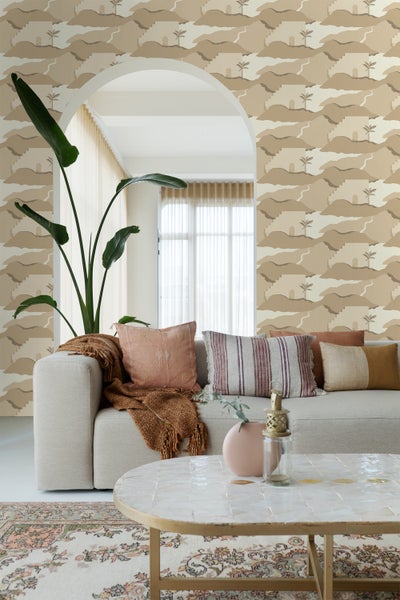 ESTAhome Tapete Mediterrane Häuser Beige - 50 x 900 cm - 139624