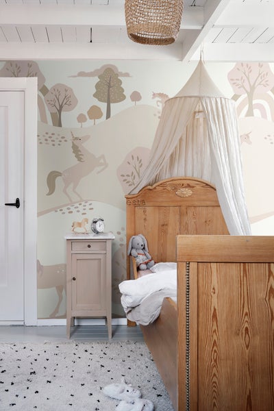 ESTAhome Fototapete Einhörner Beige und Hellrosa - 200 x 279 cm - 159238
