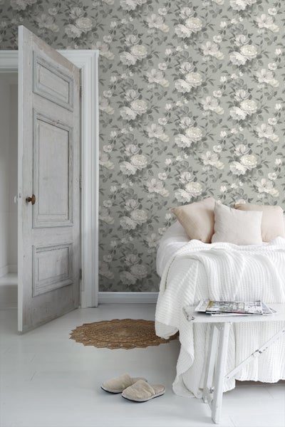 Borastapeter Tapete Blumen Grau - 53 cm x 10.05 m - 660431