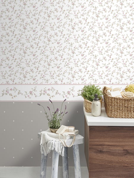 Sanders und Sanders Tapete Blumen Taupe und Weiß - 53 cm x 10 m - 640413