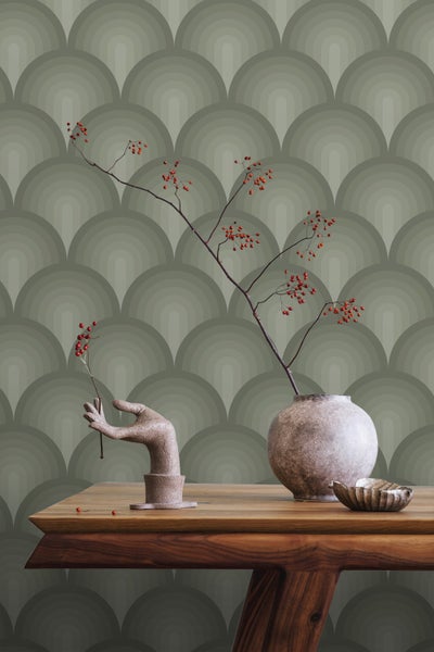 ESTAhome Tapete 3D Muster Olivgrün - 50 x 900 cm - 131121