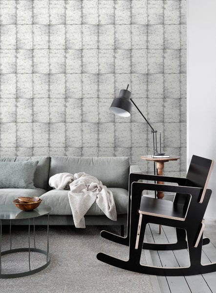 ESTAhome Tapete Zinkplatten Hellgrau - 53 cm x 10.05 m - 138877