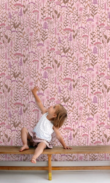 ESTAhome Tapete Feldblumen Rosa - 50 x 900 cm - 131551