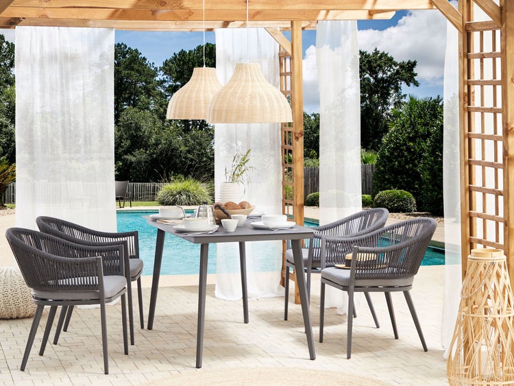 Gartentisch MILETO 140 cm 80 cm Glas Grau