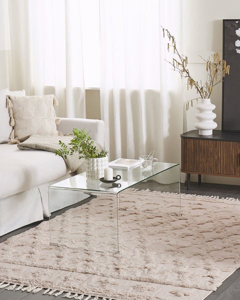 Teppich SULUOVA Beige 160 x 230 cm Baumwolle
