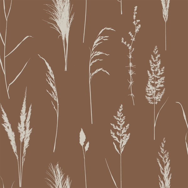 ESTAhome Tapete Pampasgras Rostbraun - 50 x 900 cm - 139388