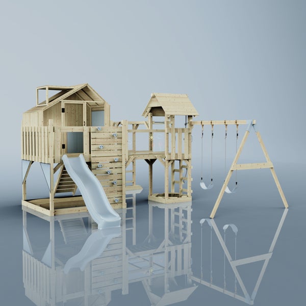 Spielanlage mit Schaukel, Rutsche und Kletterwand für den Außenbereich