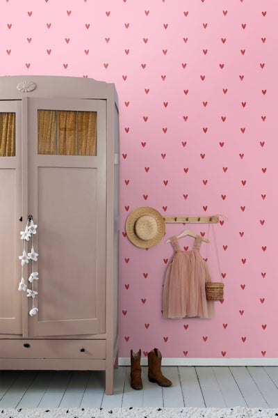 ESTAhome Tapete Herzchen Rosa und Rot - 50 x 900 cm - 131631