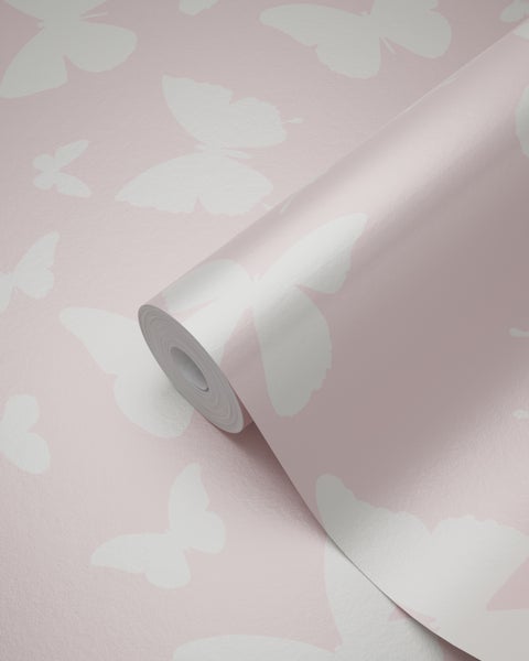 Origin Wallcoverings Tapete Schmetterlinge Rosa und Weiß - 53 cm x 10.05 m - 347691