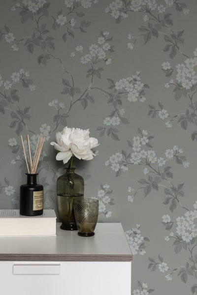 Duro Tapete Blumen Grau - 53 cm x 10.05 m - 661147