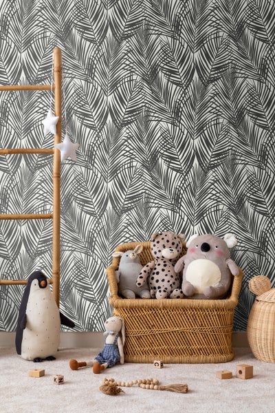 Walls4You Tapete tropische Blätter Schwarz-Weiß - 53 cm x 10.05 m - 935308