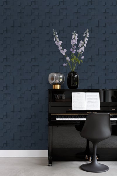 Origin Wallcoverings Tapete 3D-Würfel Dunkelblau - 50 x 900 cm - 347902