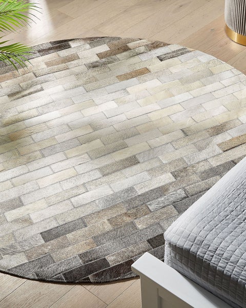Teppich DUTLAR Beige ø 140 cm Echtleder