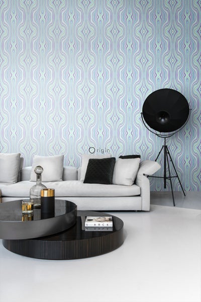 Origin Wallcoverings Tapete grafische Linien Türkis und Lila - 53 cm x 10.05 m - 347226