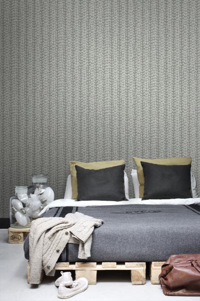 ESTAhome Tapete grob gestricktes Muster Dunkelgrau - 53 cm x 10.05 m - 148343