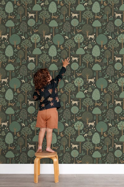 ESTAhome Tapete Hunde Dunkelgrün - 50 x 900 cm - 139713